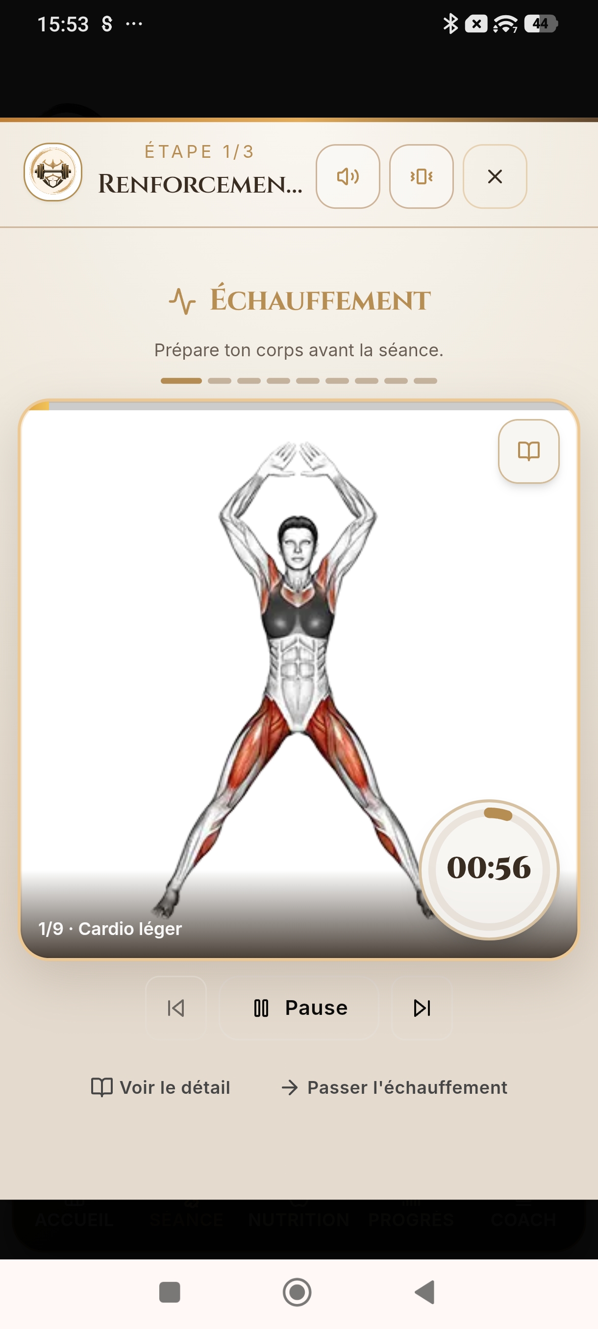 Séance guidée réelle dans l’application