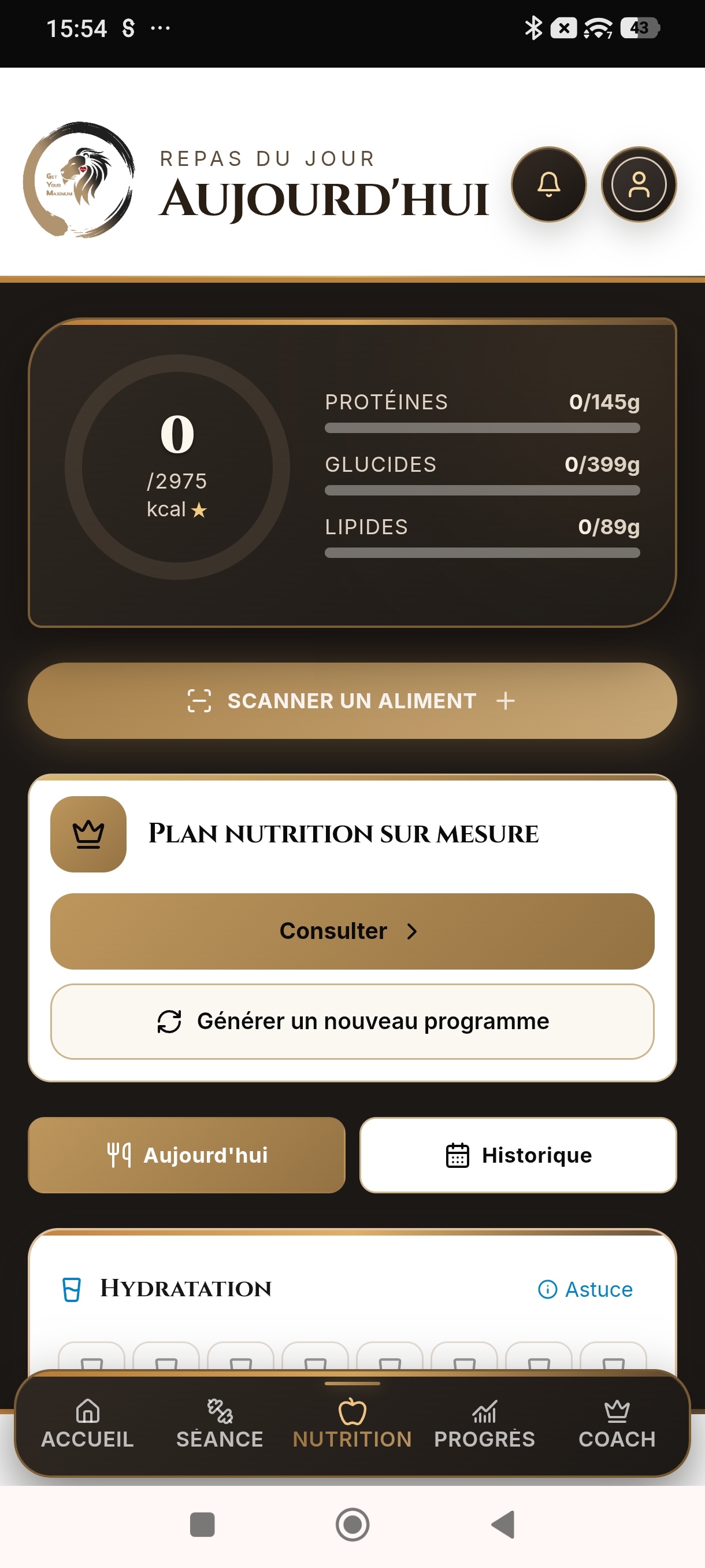 Aperçu réel du suivi nutritionnel